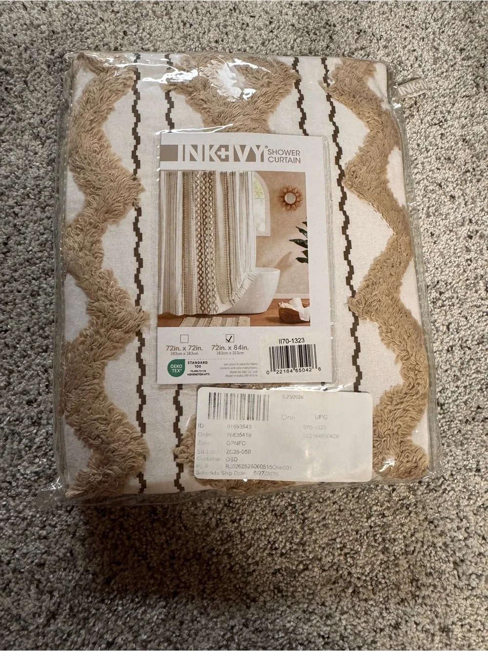 INK+IVY Extra Long Cotton Shower Curtain for Bathroom, Neutral, 72 x 84 boho